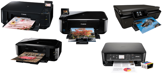 Несколько доступных моделей:   (при цене более 350 долларов лучше ориентироваться на лазерные принтеры, если вы не планируете печатать фотографии)    Canon PIXMA MG5150   - отличная модель 3-в-1, удобный 5-цветный картридж и отличное качество печати, размер капли 1pl, до 9600 точек на дюйм